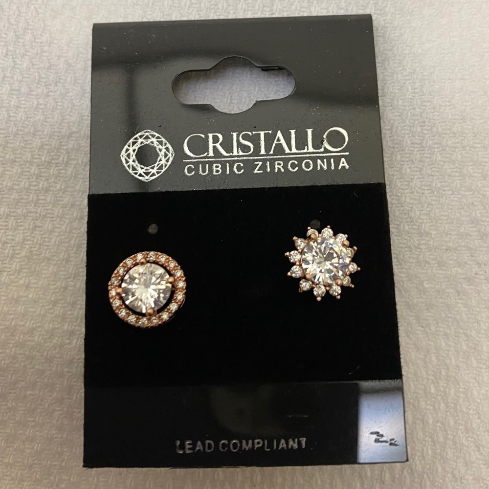 Cristallo Cubic Zirconia Pierced Earrings NIP